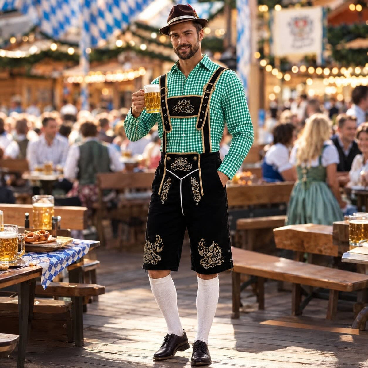 Alonzo Three Piece Oktoberfest Lederhosen Shorts Set_4