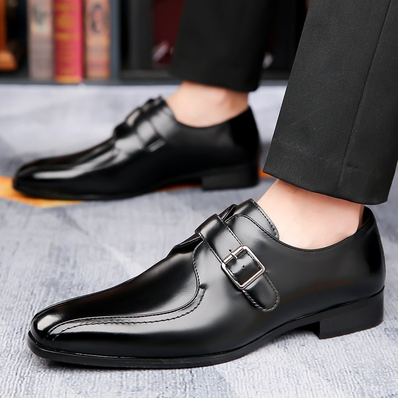 Cecil High Shine Leather Single Monk Strap Dress Shoes_2
