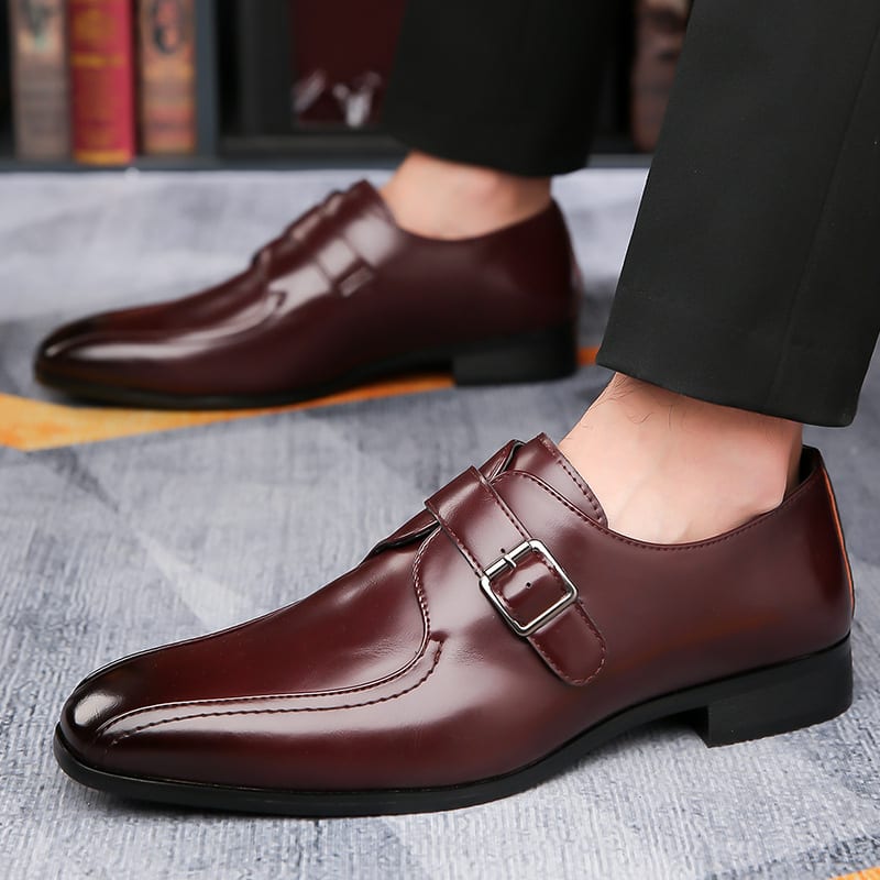 Cecil High Shine Leather Single Monk Strap Dress Shoes_4