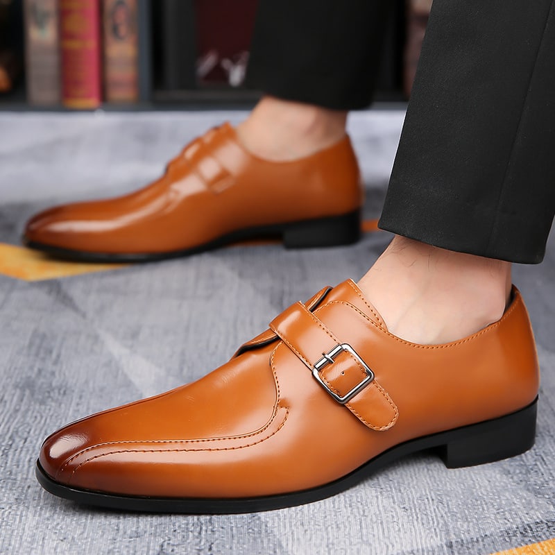 Cecil High Shine Leather Single Monk Strap Dress Shoes_6