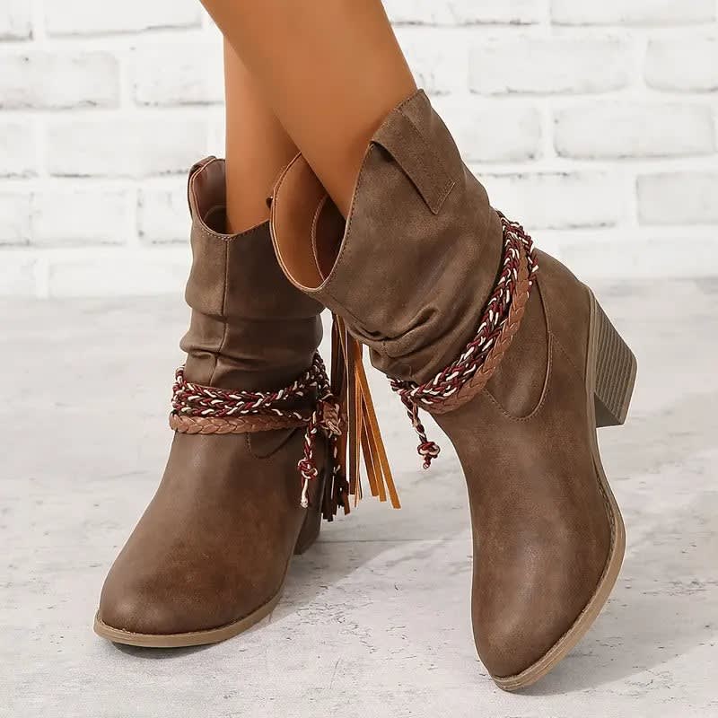 Nora Slouchy Braided Strap Western Style Boots_2