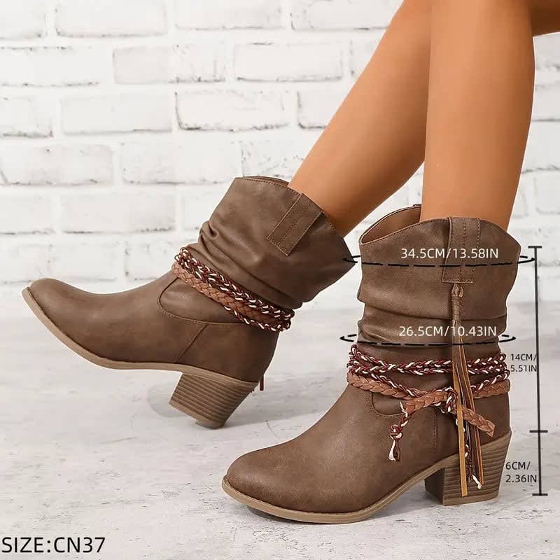 Nora Slouchy Braided Strap Western Style Boots_3