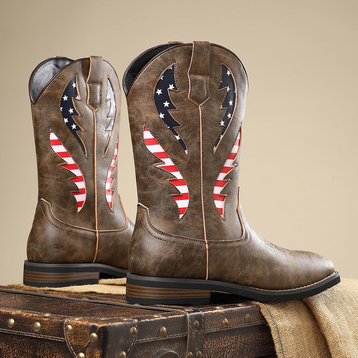 Miles American Flag Square Toe Western Boots_3