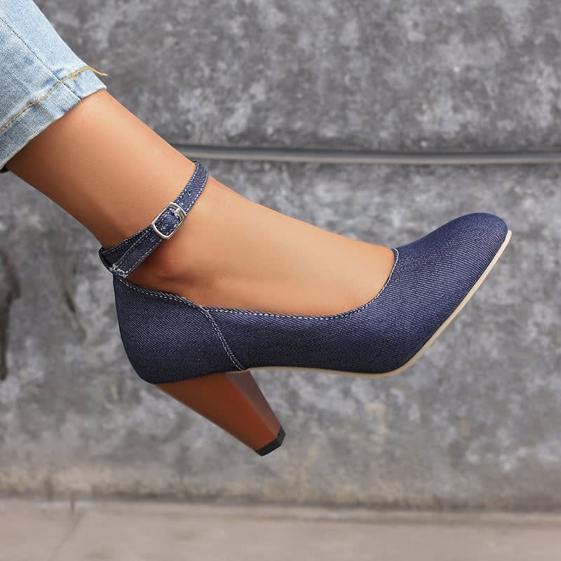 Michaela Denim Ankle Strap Pumps_10