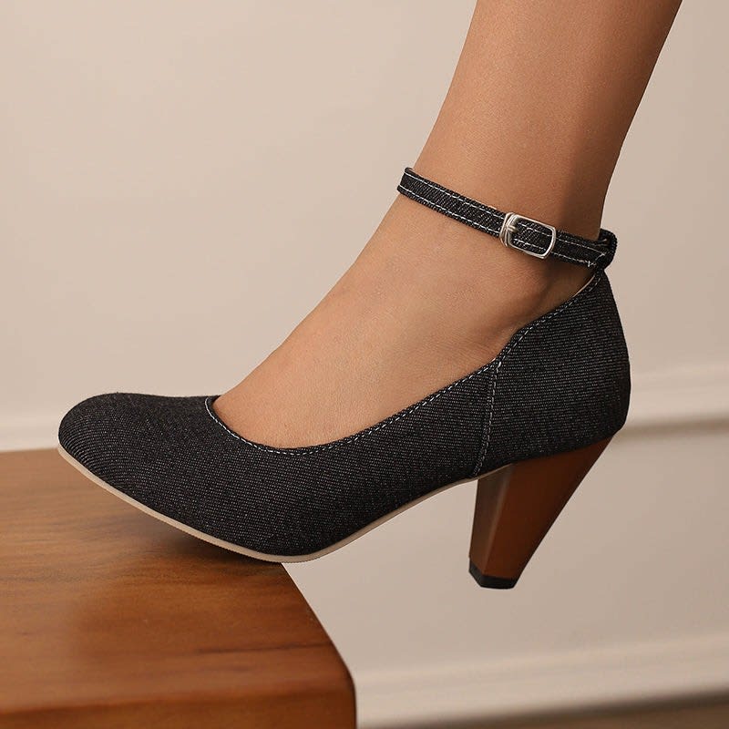 Michaela Denim Ankle Strap Pumps_16