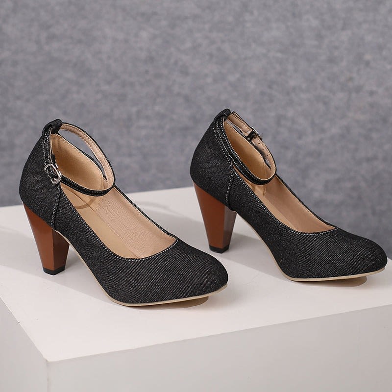 Michaela Denim Ankle Strap Pumps_18