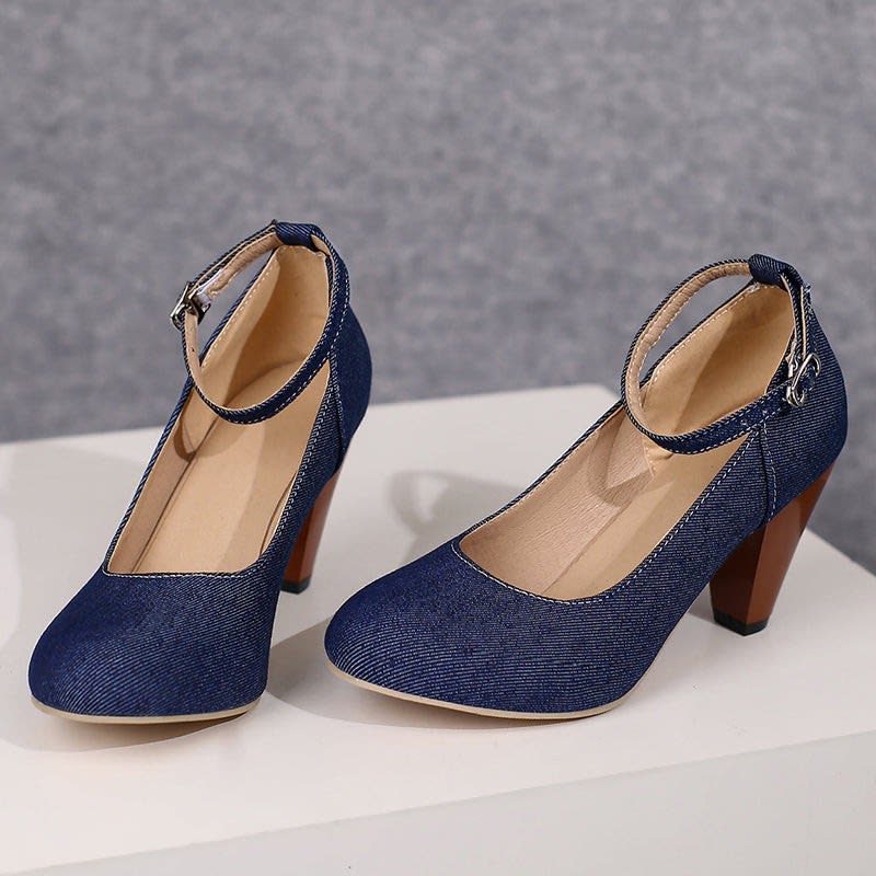 Michaela Denim Ankle Strap Pumps_19