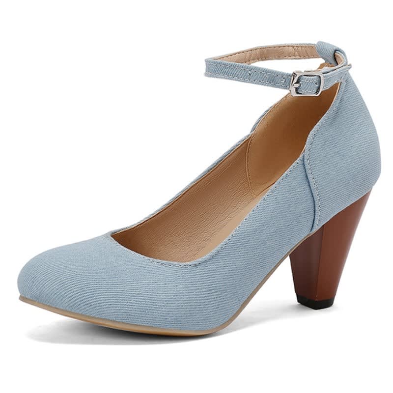 Michaela Denim Ankle Strap Pumps_2