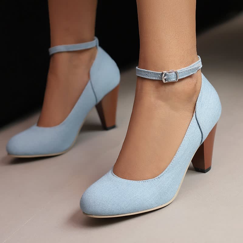 Michaela Denim Ankle Strap Pumps_5