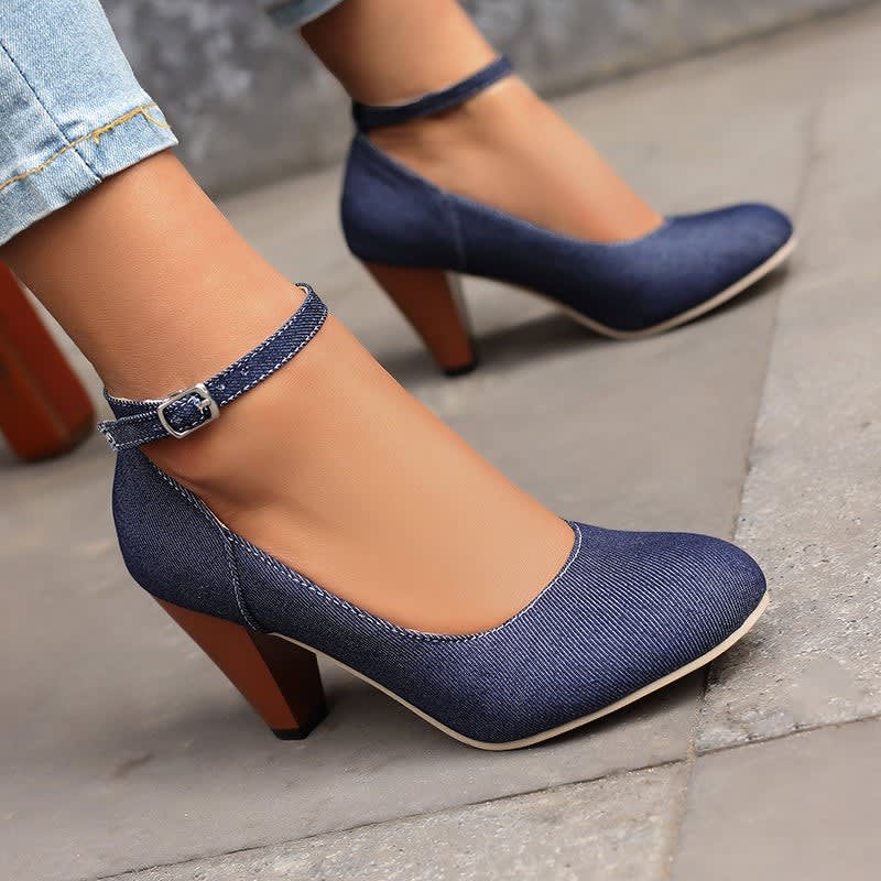 Michaela Denim Ankle Strap Pumps_6