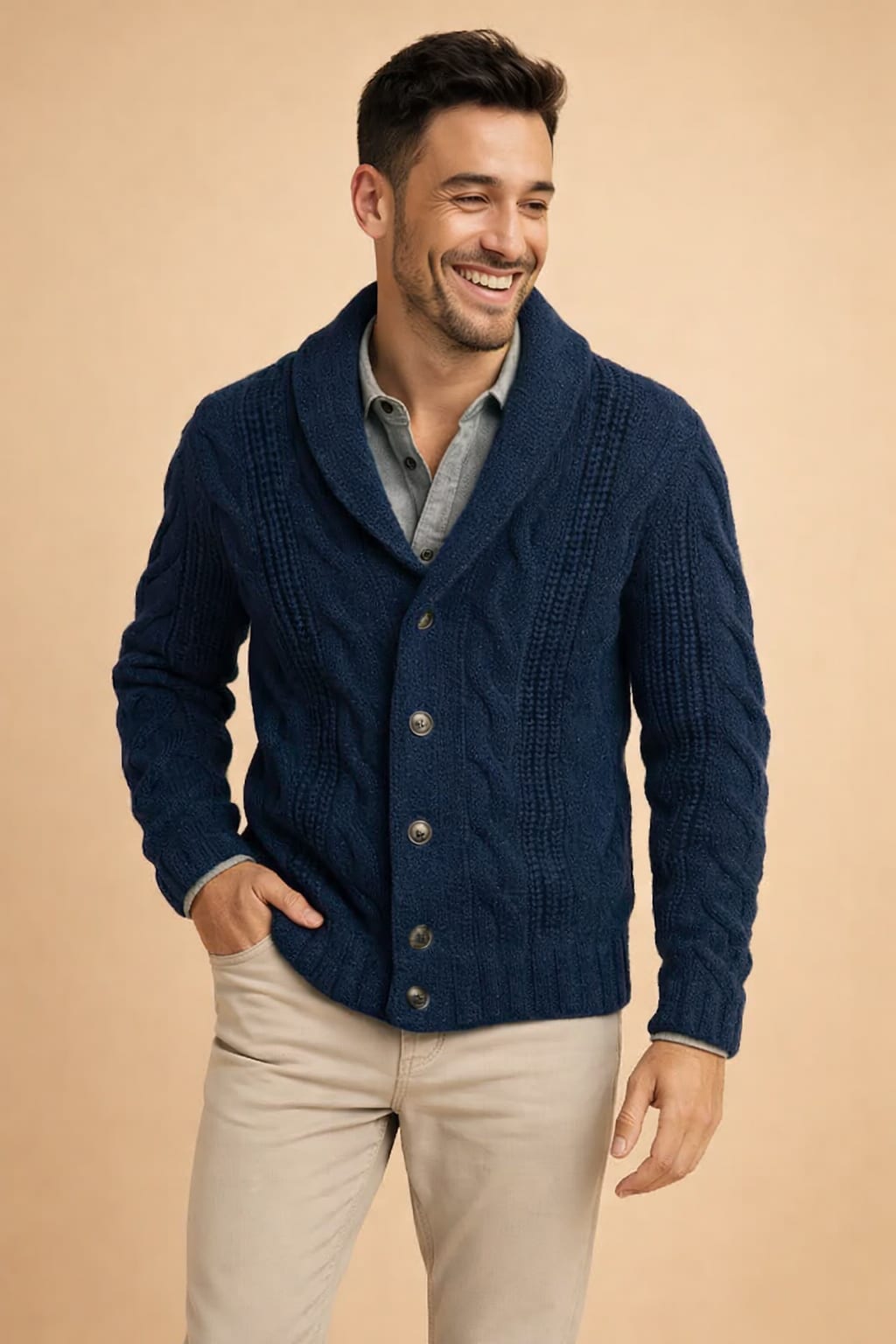 Garrick Cable Knit Shawl Collar Cardigan_2