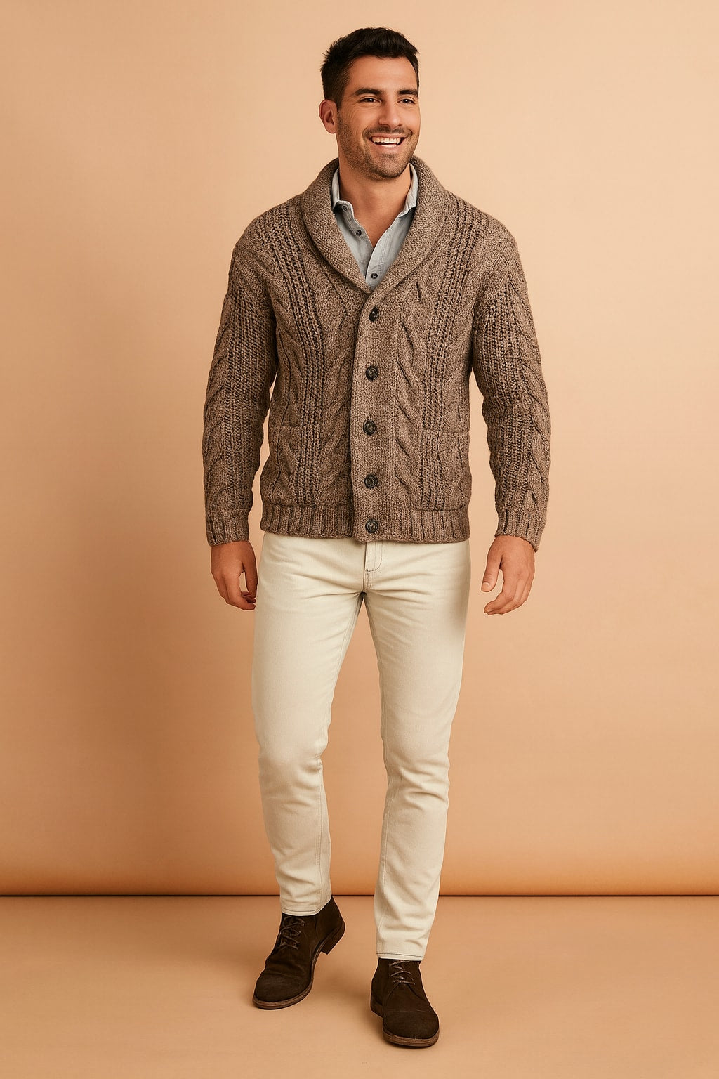 Garrick Cable Knit Shawl Collar Cardigan_7