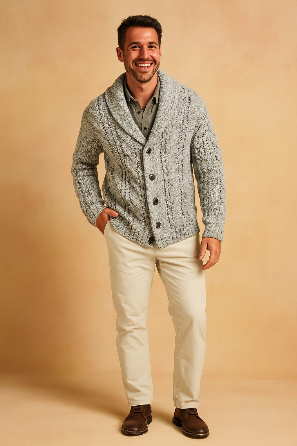 Garrick Cable Knit Shawl Collar Cardigan_9