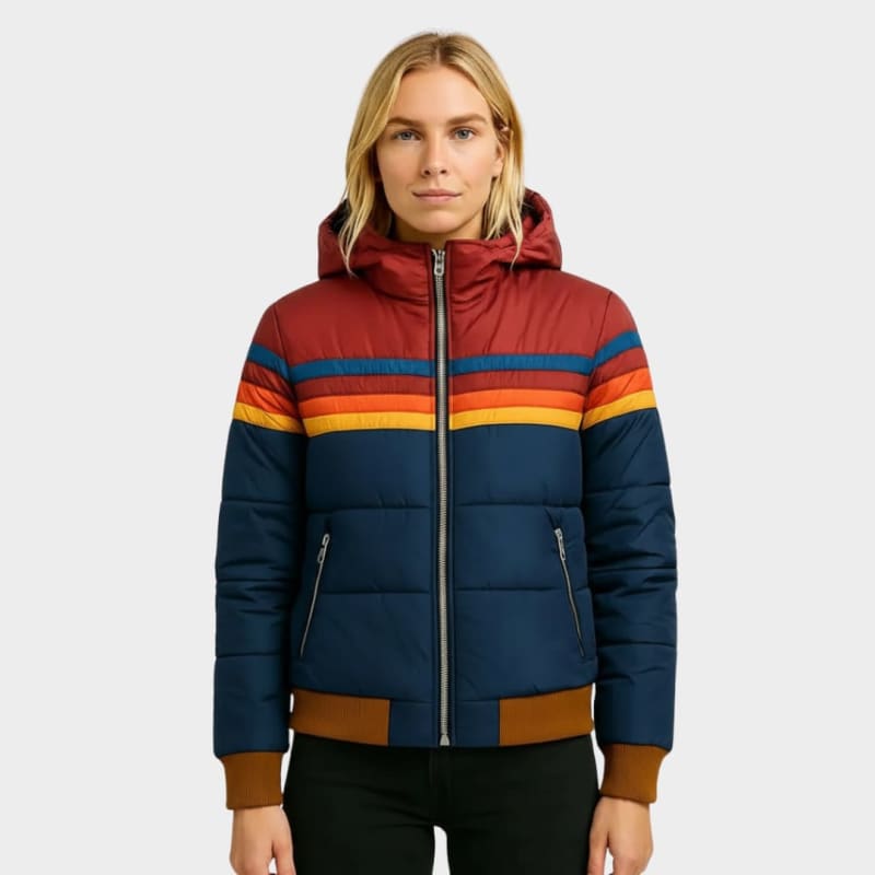 Svetlana Retro Striped Puffer Jacket_1
