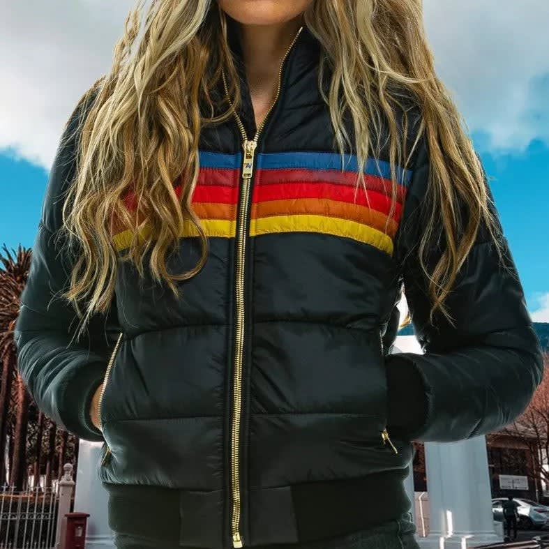 Svetlana Retro Striped Puffer Jacket_5