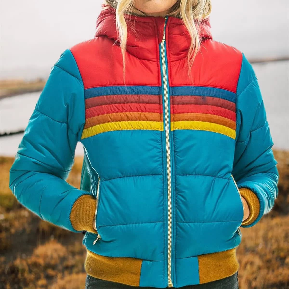 Svetlana Retro Striped Puffer Jacket_7