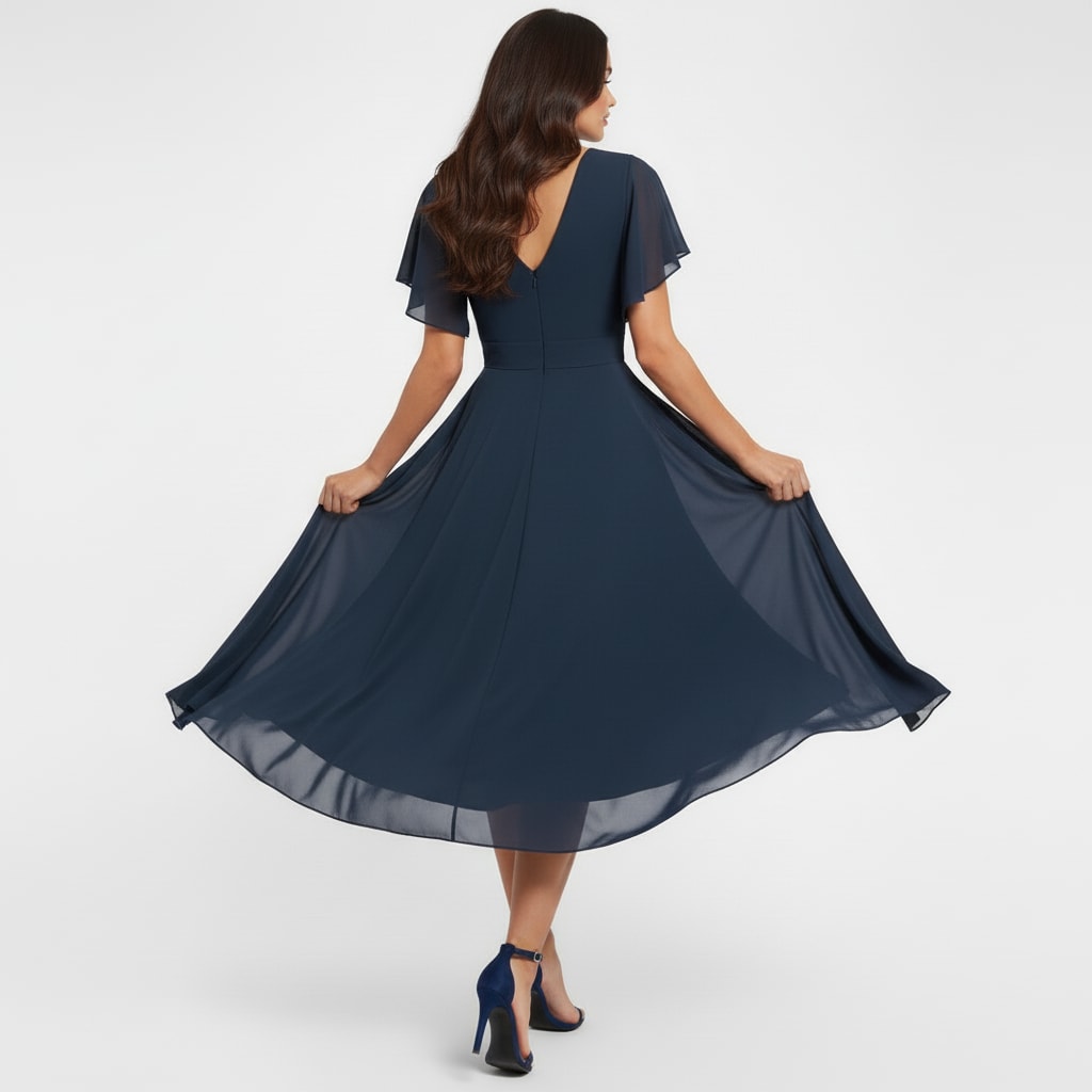 Bronwyn V-Neck Flutter Sleeve Chiffon Homecoming Dress_3