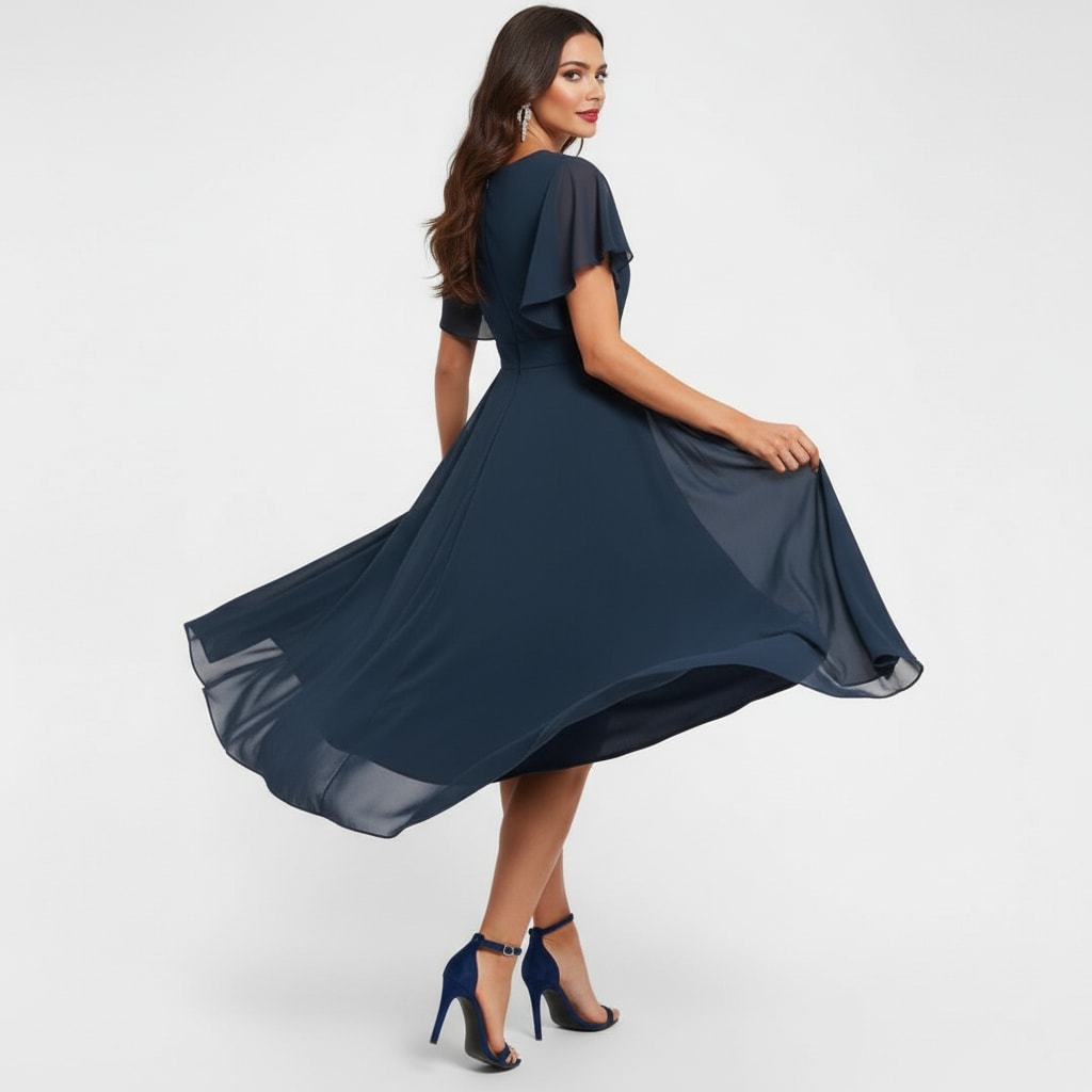 Bronwyn V-Neck Flutter Sleeve Chiffon Homecoming Dress_5