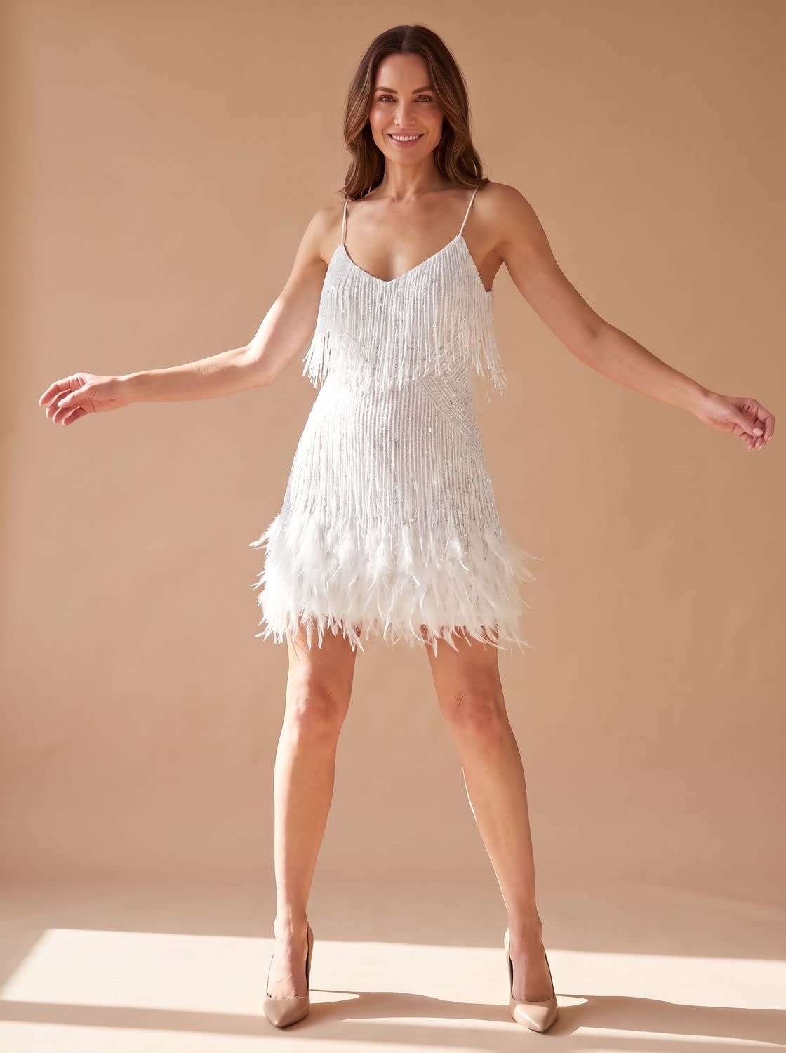 Briar Feather Fringe Party Mini Dress_9