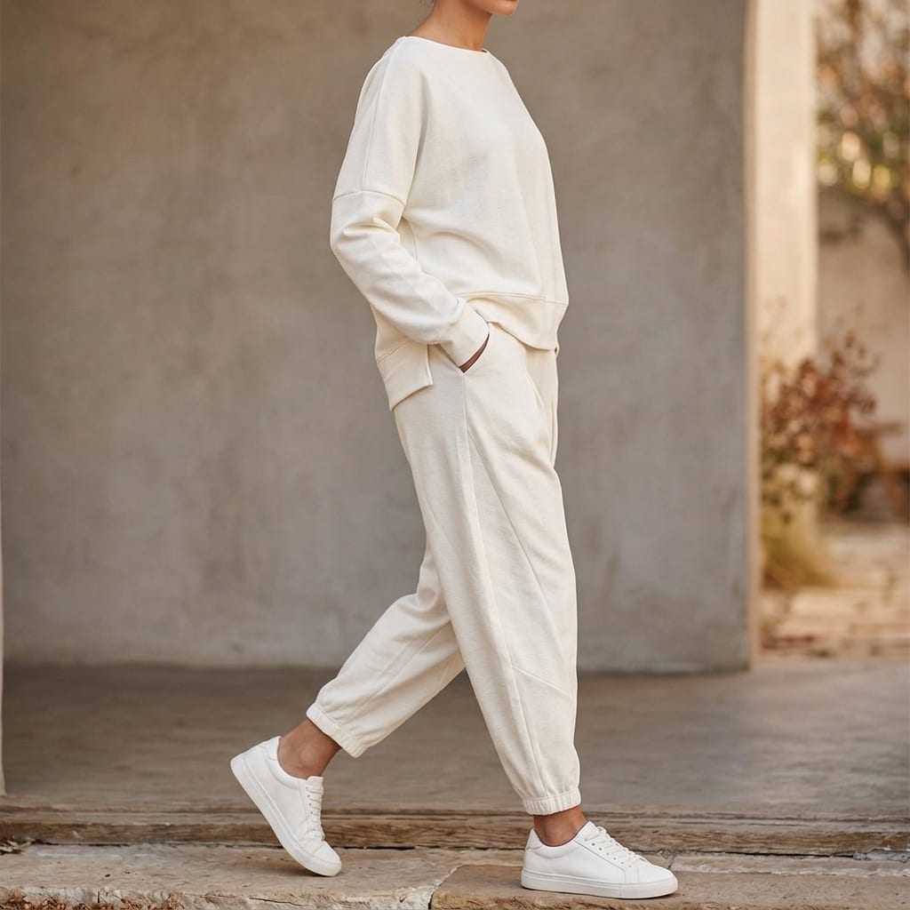 Sabine Cotton Long Sleeve Top and Tapered Pants Two Piece Lounge Set_2