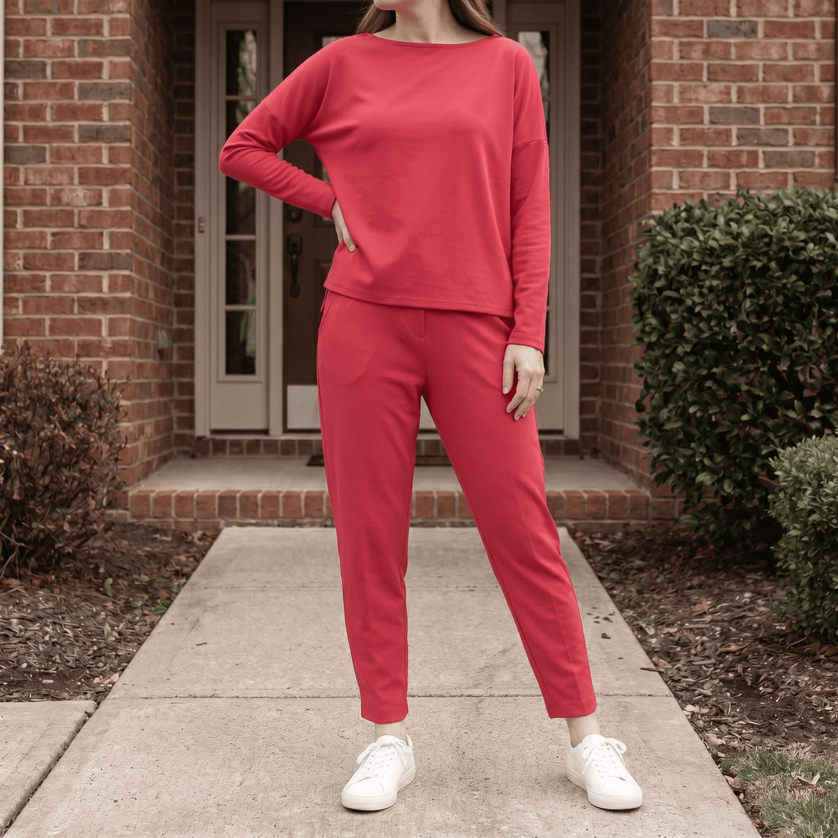 Sabine Cotton Long Sleeve Top and Tapered Pants Two Piece Lounge Set_9