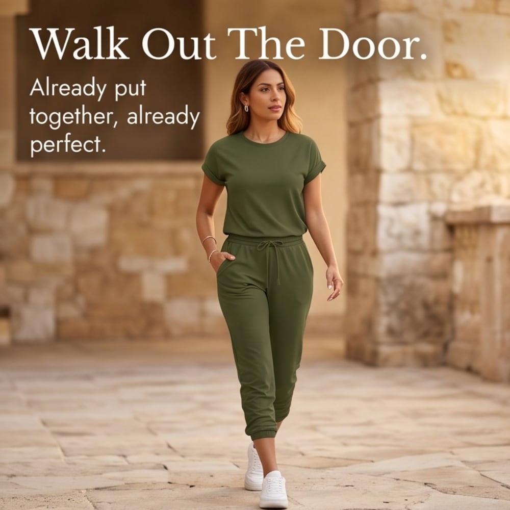 Delia Short Sleeve Tee and Jogger Two Piece Set with Pockets_6
