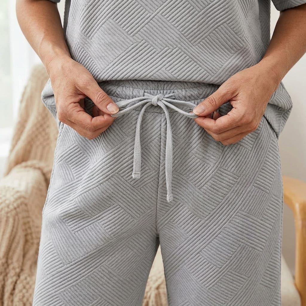 Clementine Textured Knit Short Sleeve Top and Cropped Wide Leg Pants Lounge Set_5