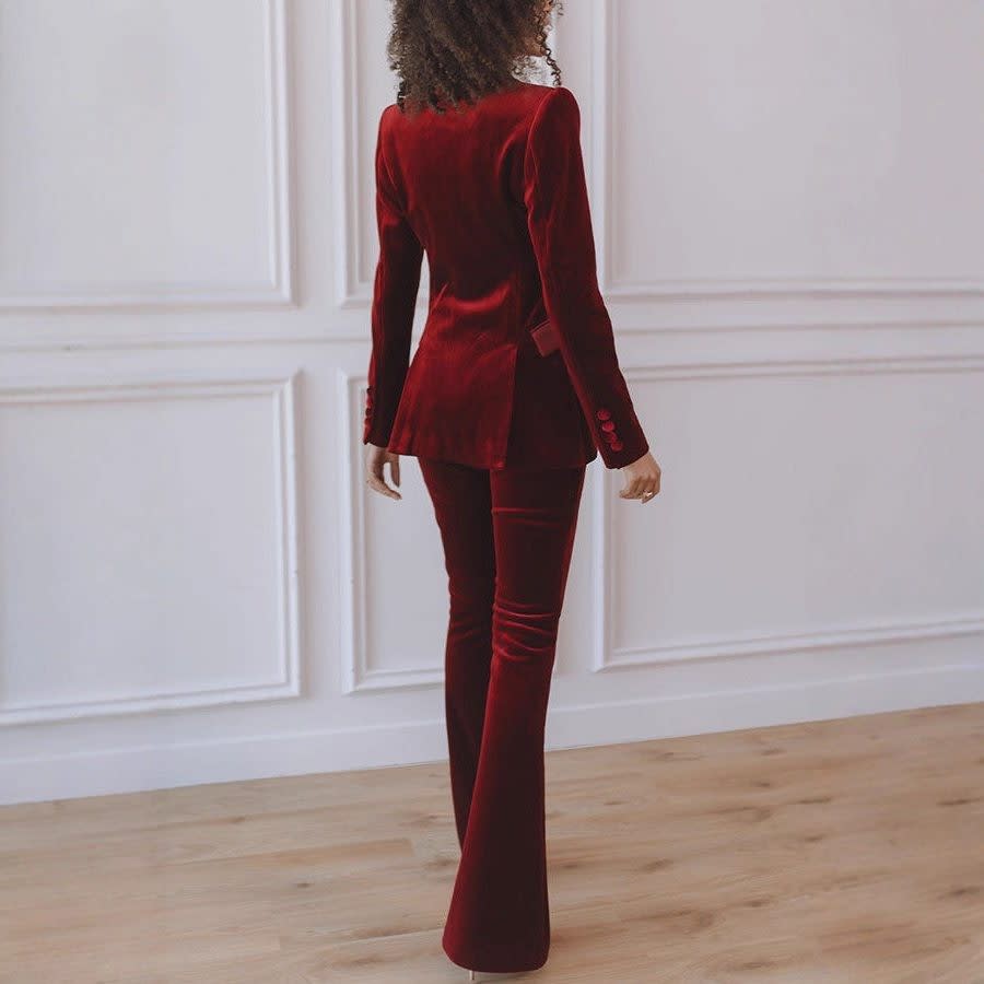 Zephyrine Velvet Flare Leg Pant Suit_3