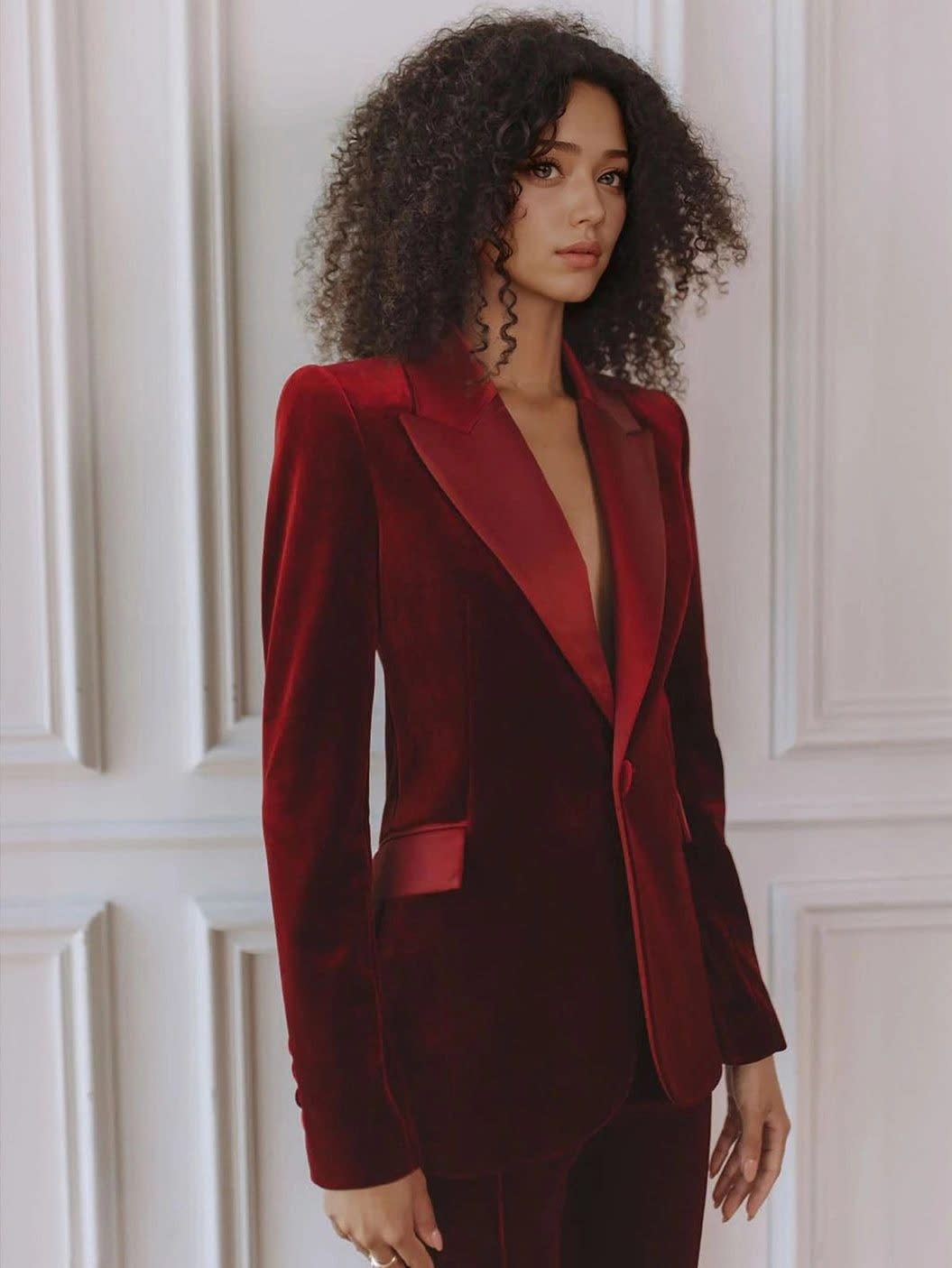 Zephyrine Velvet Flare Leg Pant Suit_4