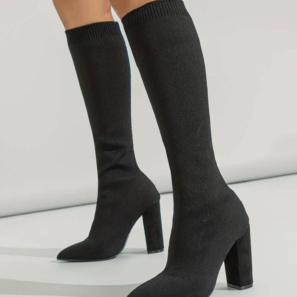 Hannah Stretch Knit Knee High Sock Boots_4