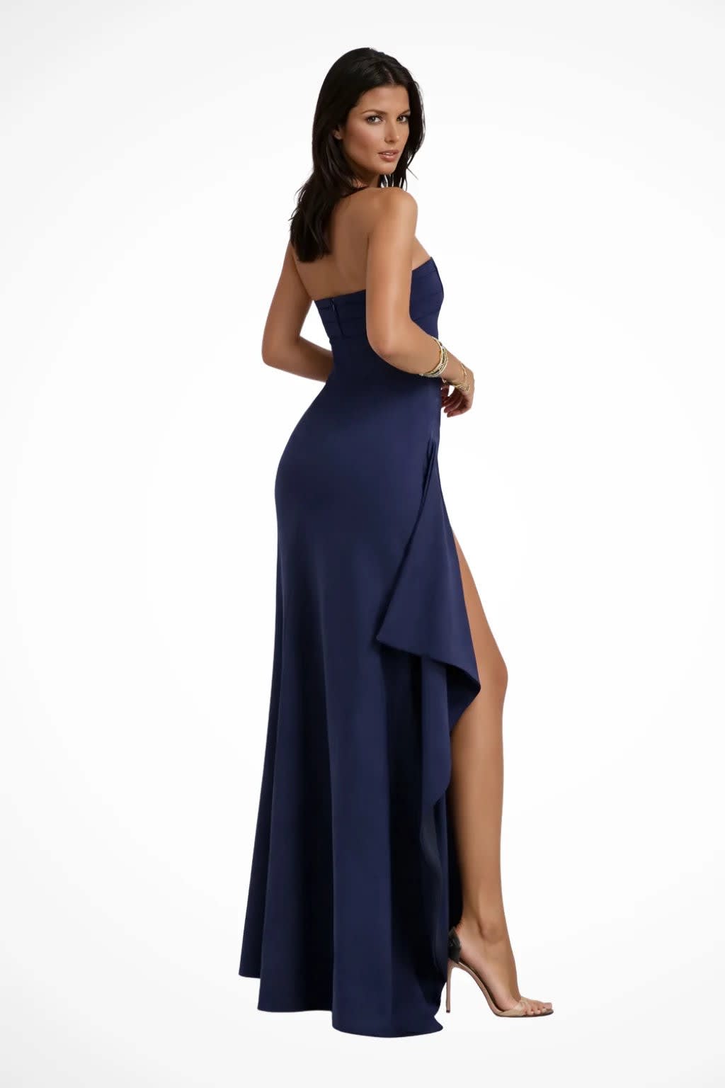 Zelda Strapless High Slit Wedding Guest Maxi Dress_4