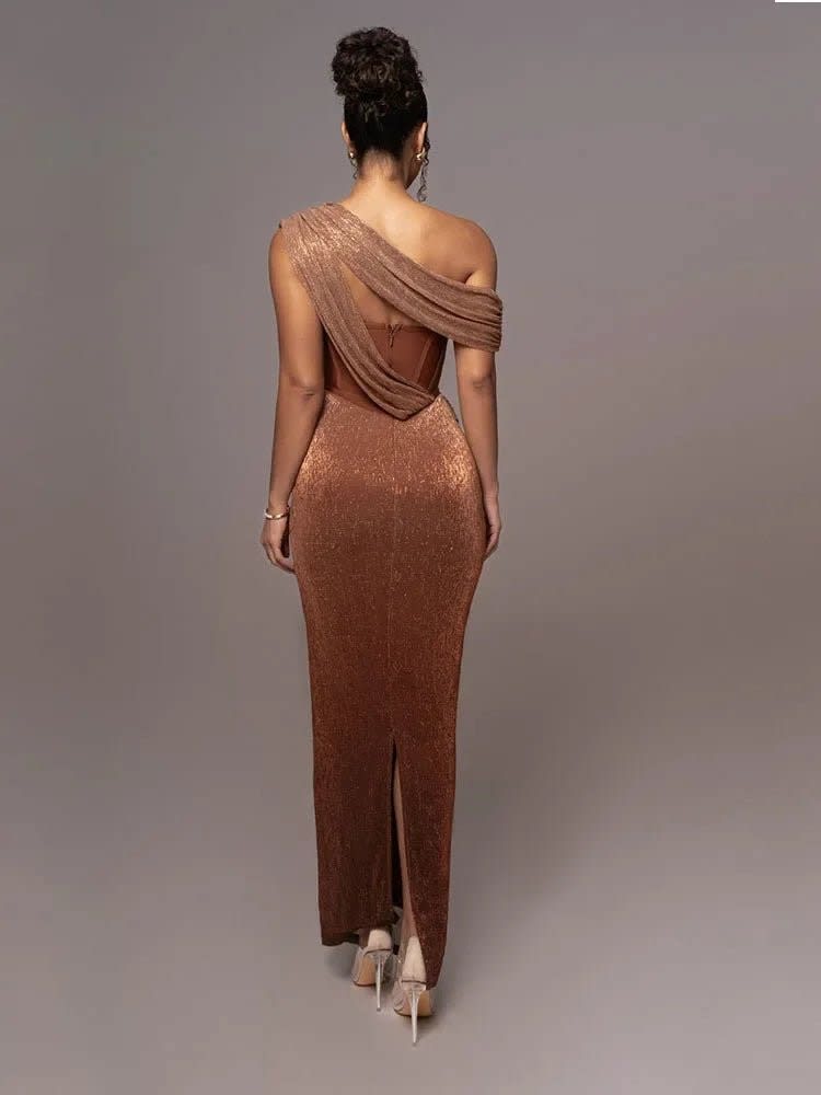 Phoebe Draped One Shoulder Shimmer Hoco Dress_2