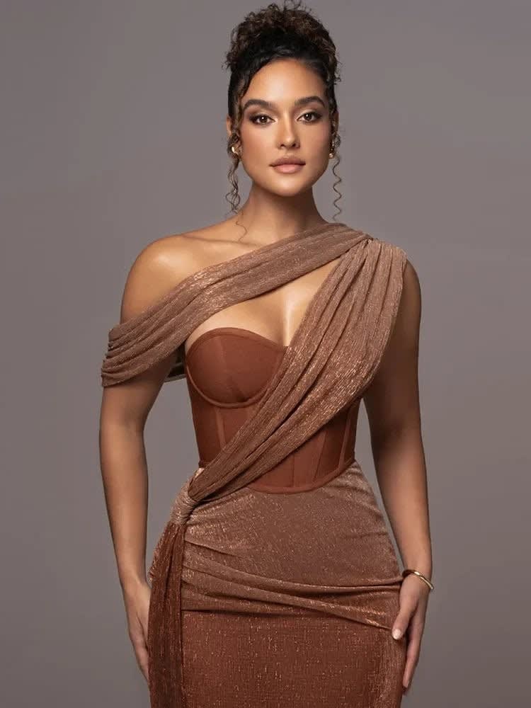 Phoebe Draped One Shoulder Shimmer Hoco Dress_3