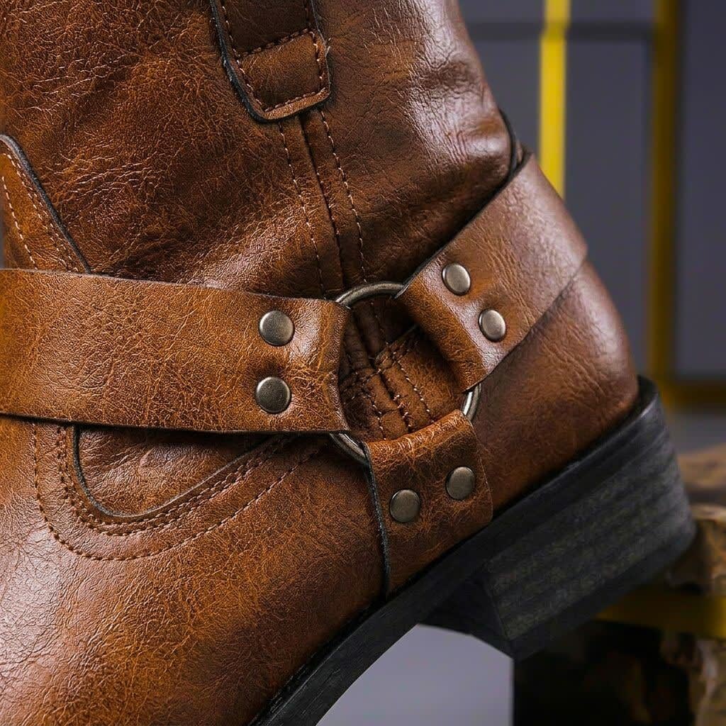 Axton Faux Leather Harness Ankle Boots_4