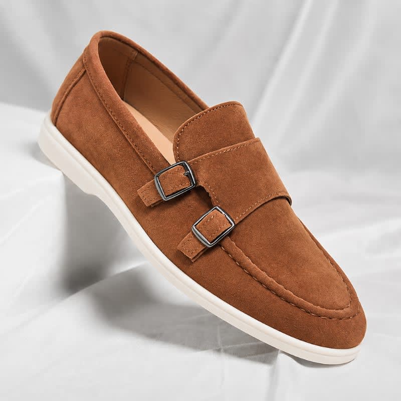 Kenneth Lightweight Suede Double Monk Strap Loafers_1