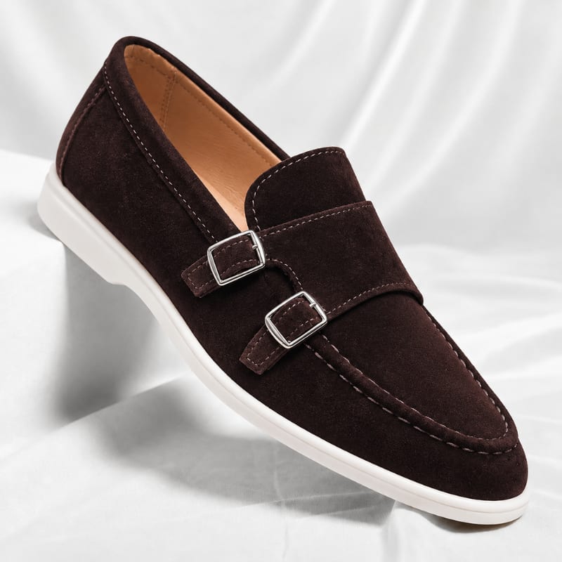 Kenneth Lightweight Suede Double Monk Strap Loafers_6