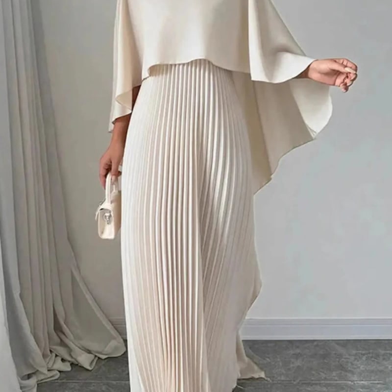 Ophelia Flowy Cape Wedding Guest Maxi Dress_1