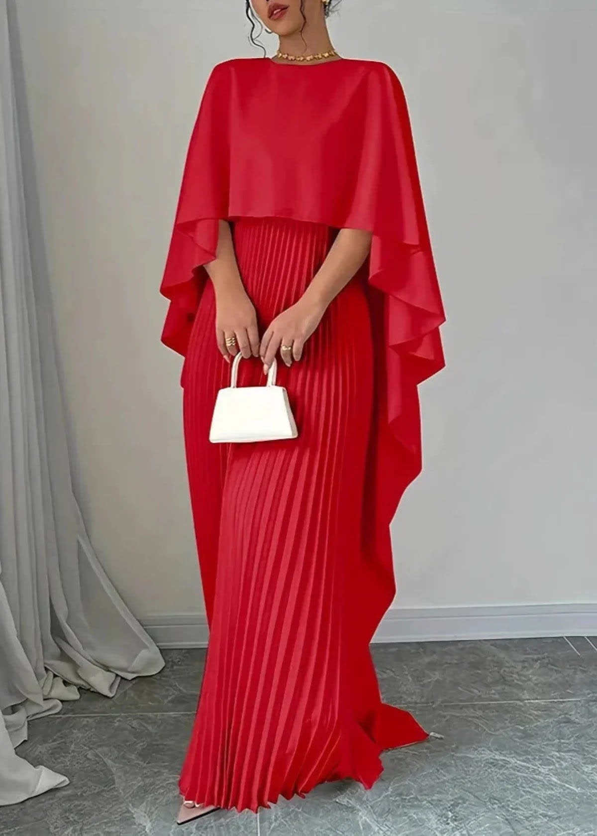 Ophelia Flowy Cape Wedding Guest Maxi Dress_4