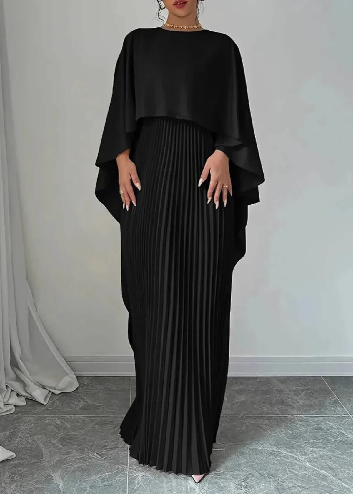 Ophelia Flowy Cape Wedding Guest Maxi Dress_5