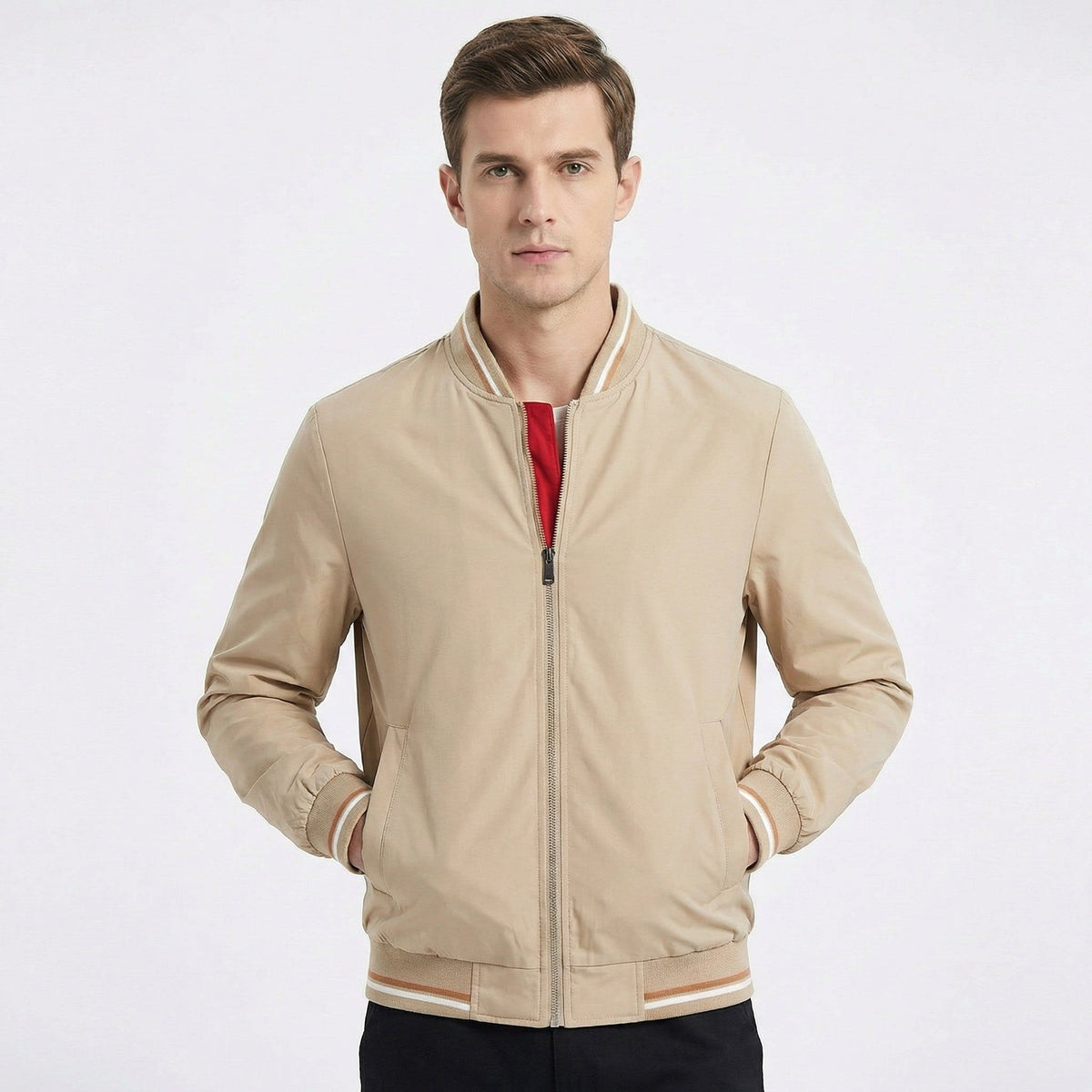 Chance Varsity Stripe Zip Up Bomber Jacket_7