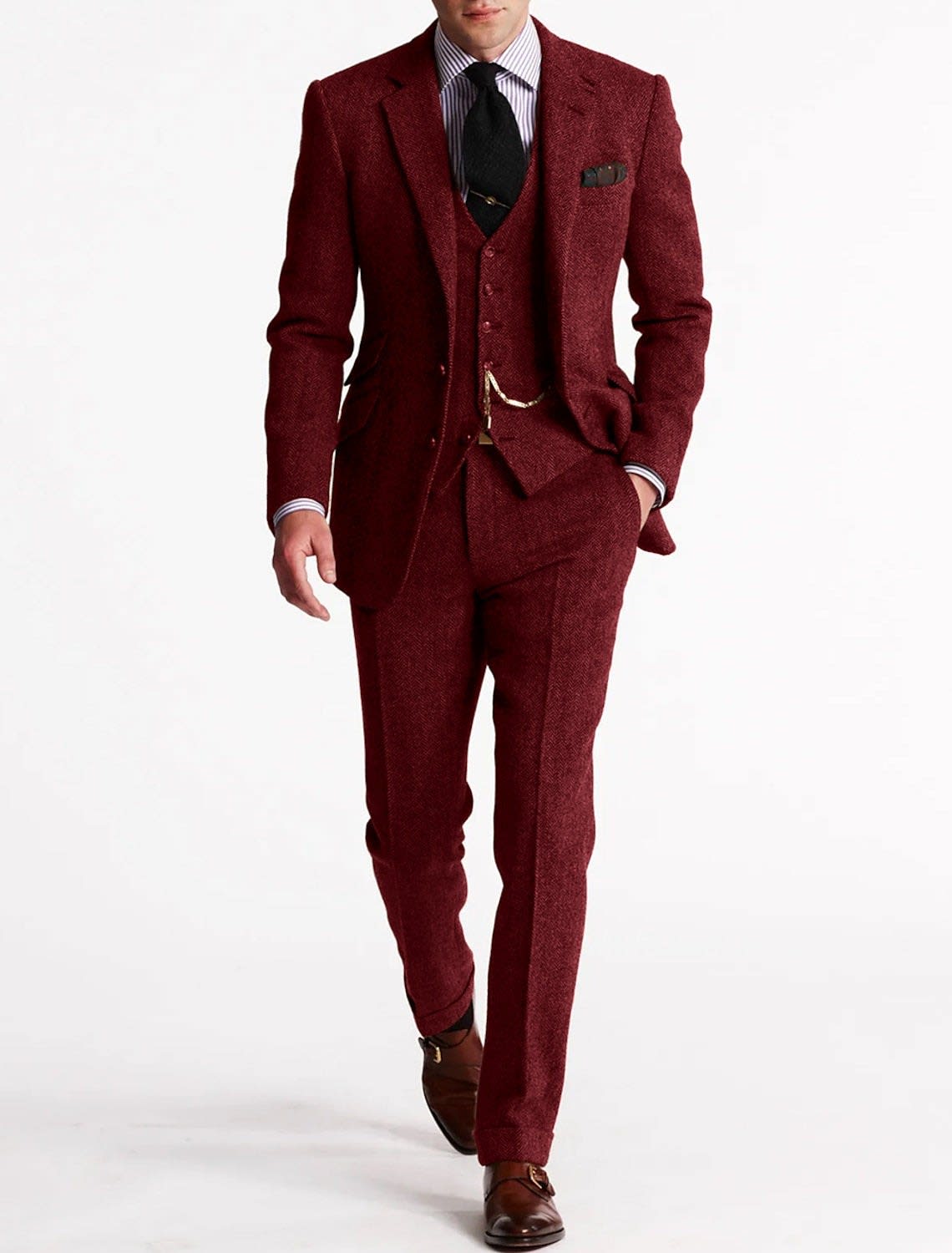 Derek Herringbone Tweed Three Piece Suit_4