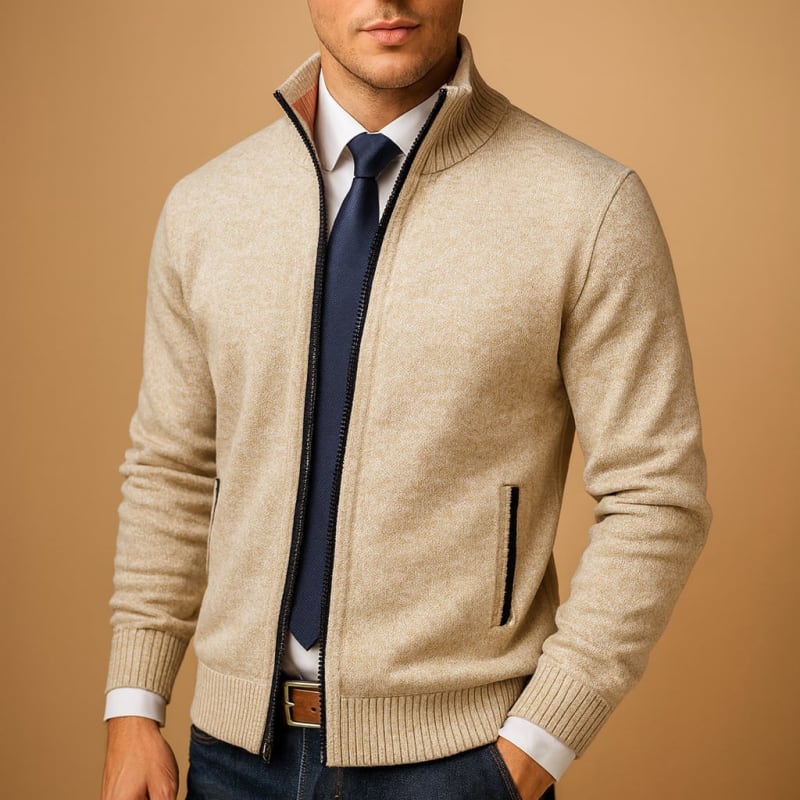 Pierce Knit Zip Up Cardigan_1