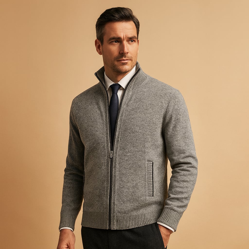 Pierce Knit Zip Up Cardigan_4