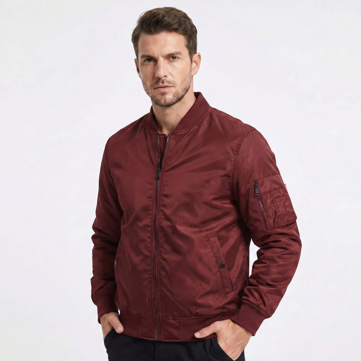 Anthony Cotton Zip Up Bomber Jacket_5