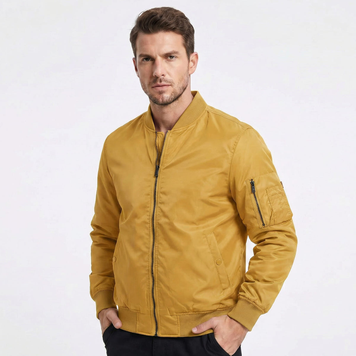 Anthony Cotton Zip Up Bomber Jacket_6