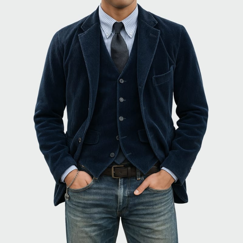 Dillon Corduroy Blazer and Vest Set_1