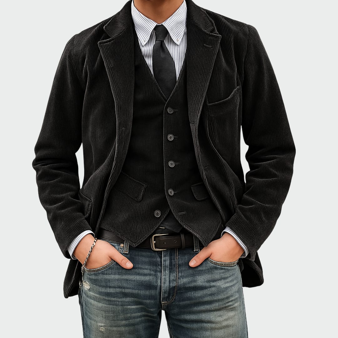 Dillon Corduroy Blazer and Vest Set_2