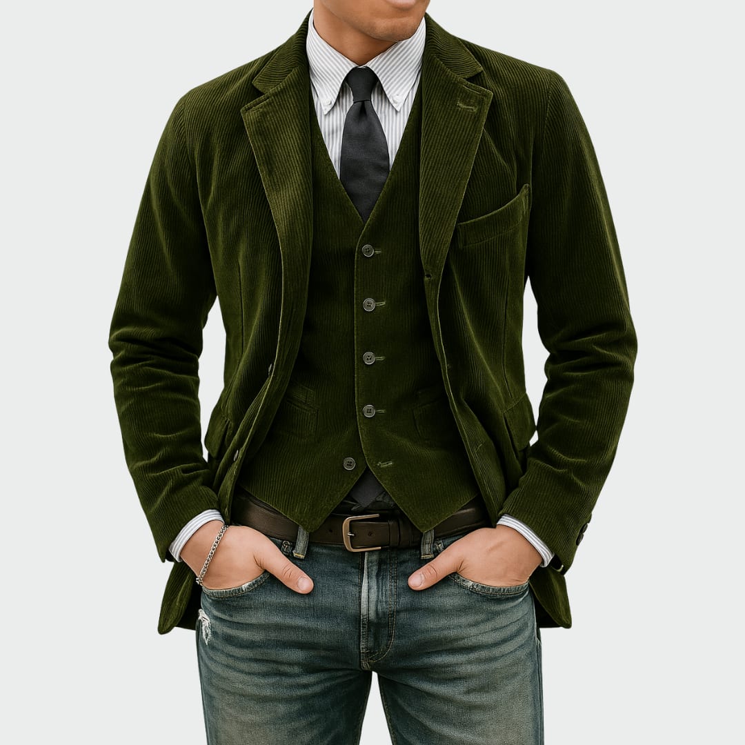 Dillon Corduroy Blazer and Vest Set_4