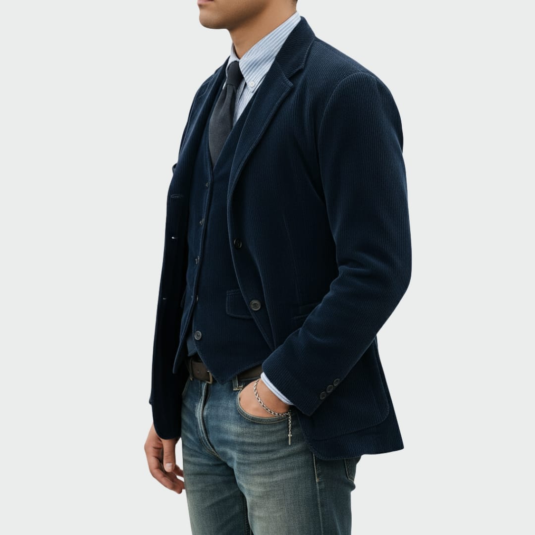 Dillon Corduroy Blazer and Vest Set_5