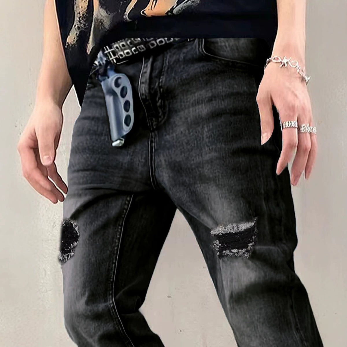 Tobias Ripped Zip Hem Flared Jeans_2